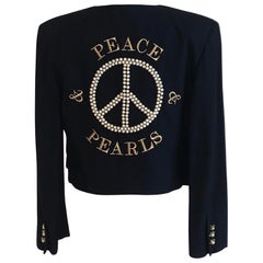 1980s Moschino Peace 
Pearls Embellished Jacket
