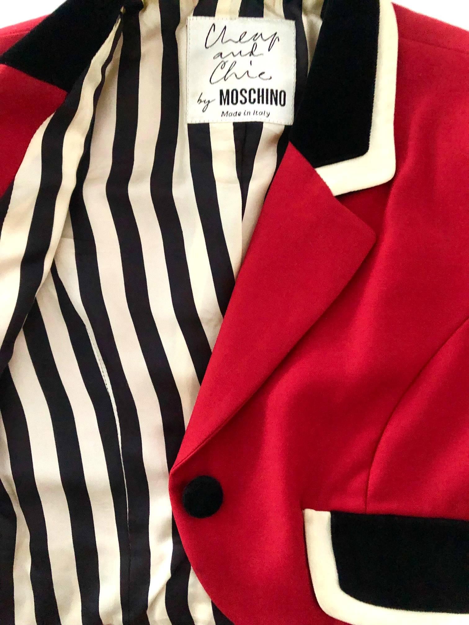 1980s Moschino Red Military Blazer  In Good Condition In London, GB