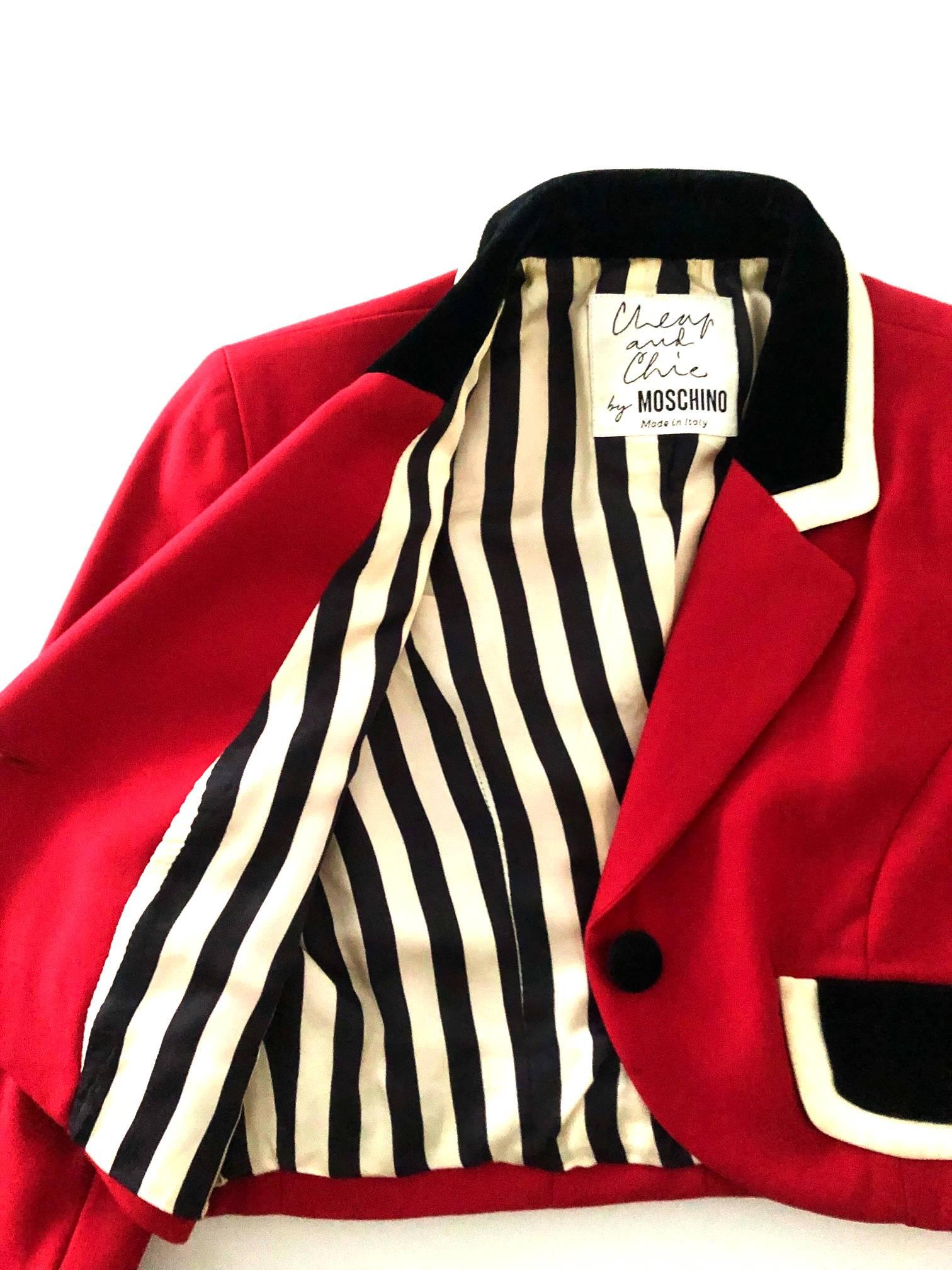 Women's 1980s Moschino Red Military Blazer 