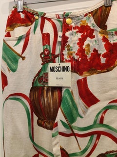 1980s Moschino White italian flag Wicked wine bottle pants NWOT