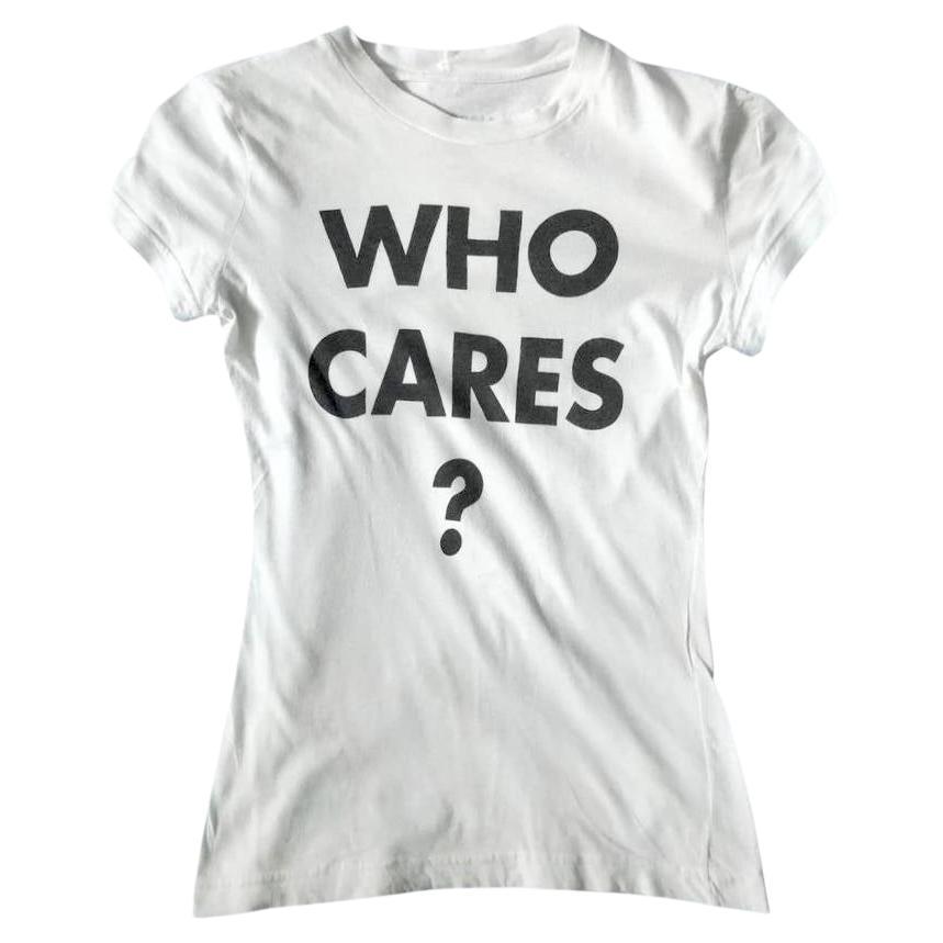 1980s Moschino Who Cares Cotton T-Shirt  For Sale