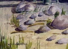 1980s Mountain Mining Cabin Watercolor Painting