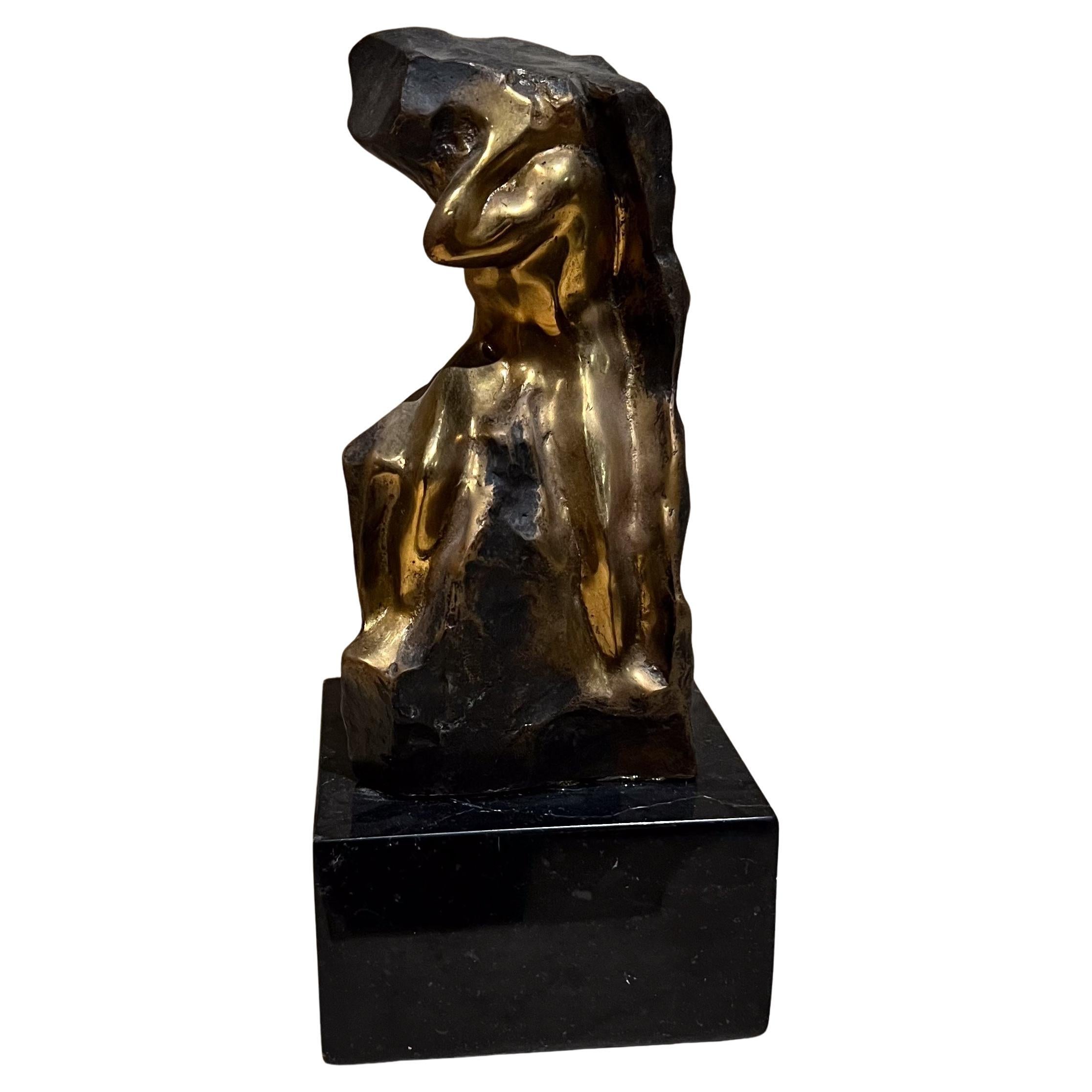 1980er Jahre Montierte Bronzeskulptur Starker Mann