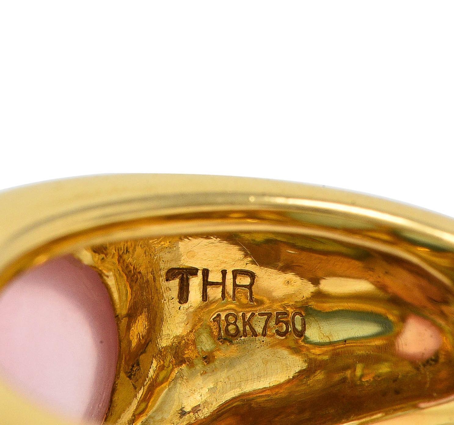 1980's Multi-Quartz 18 Karat Yellow Gold Vintage Three Stone Bubble Ring 1