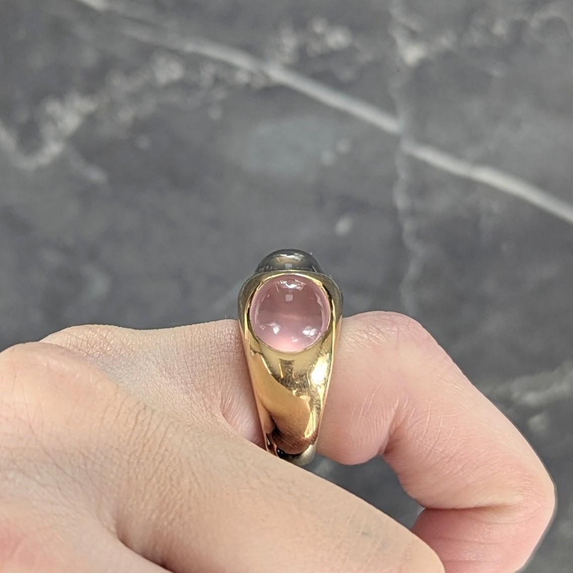 1980's Multi-Quartz 18 Karat Yellow Gold Vintage Three Stone Bubble Ring 4