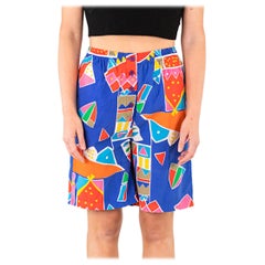 Vintage 1980S Multicolor Geometric Polyester & Cotton Shorts