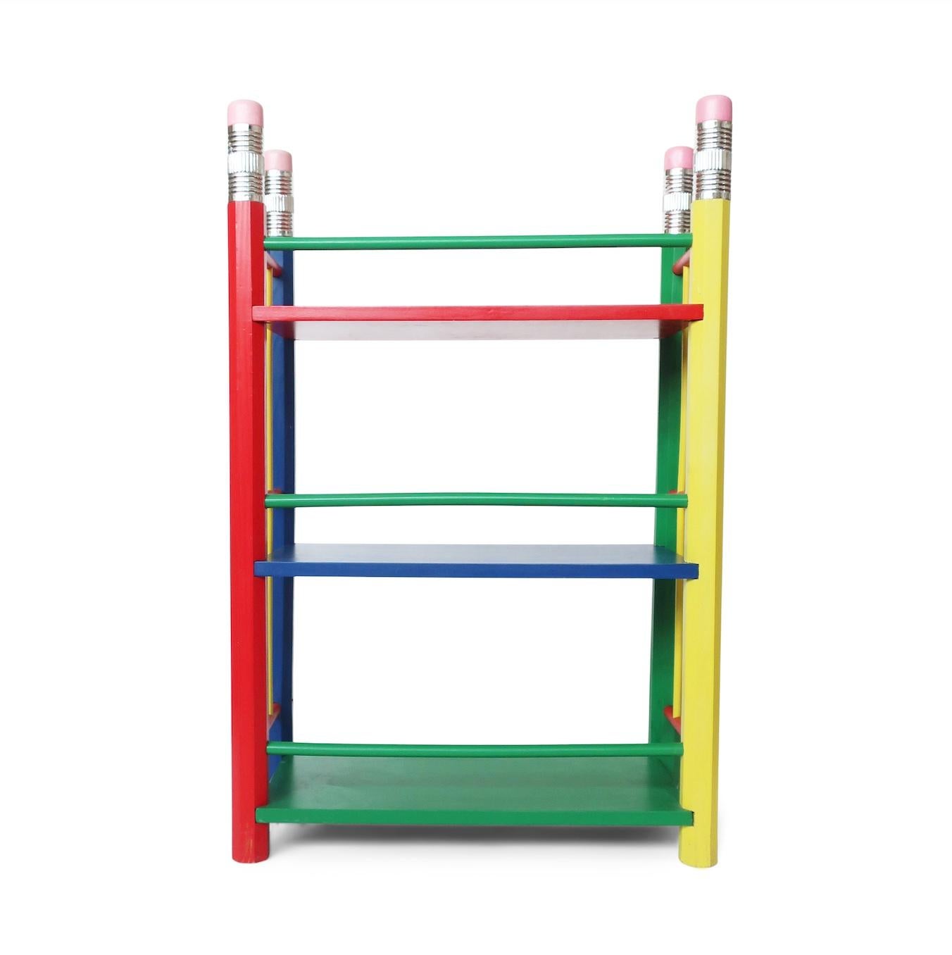 Post-Modern 1980s Multicolor Pencil Shelf by Pierre Sala