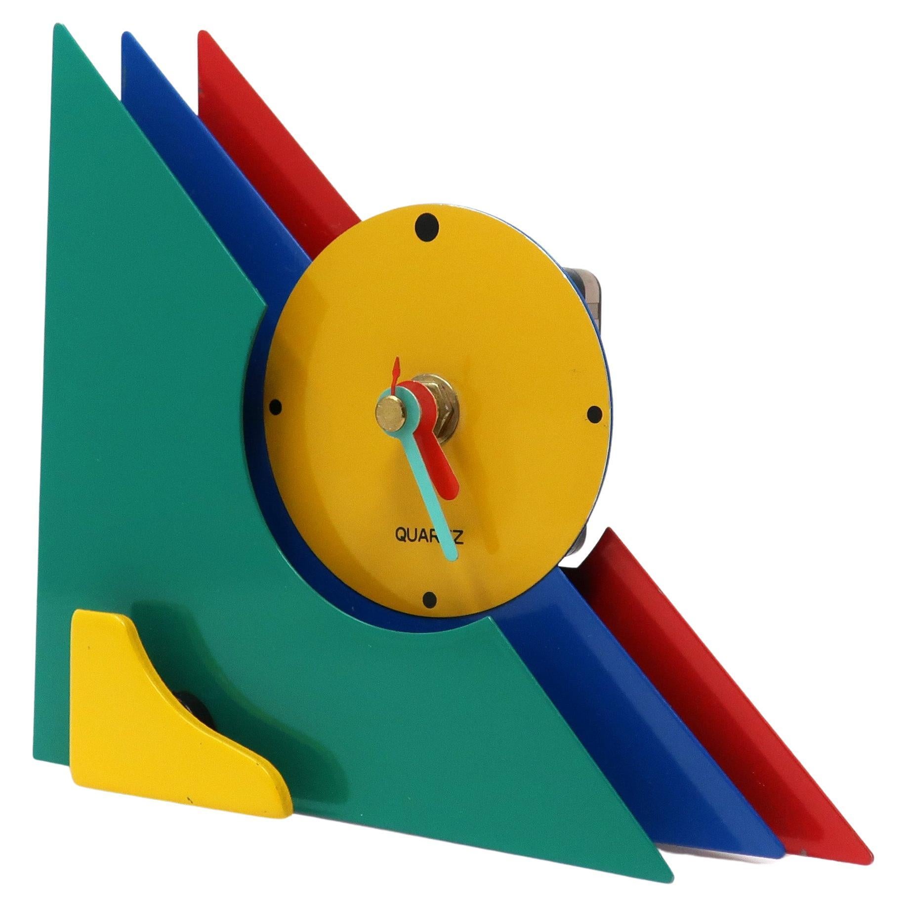 Horloge de bureau ou de cheminée multicolore des années 1980 en vente