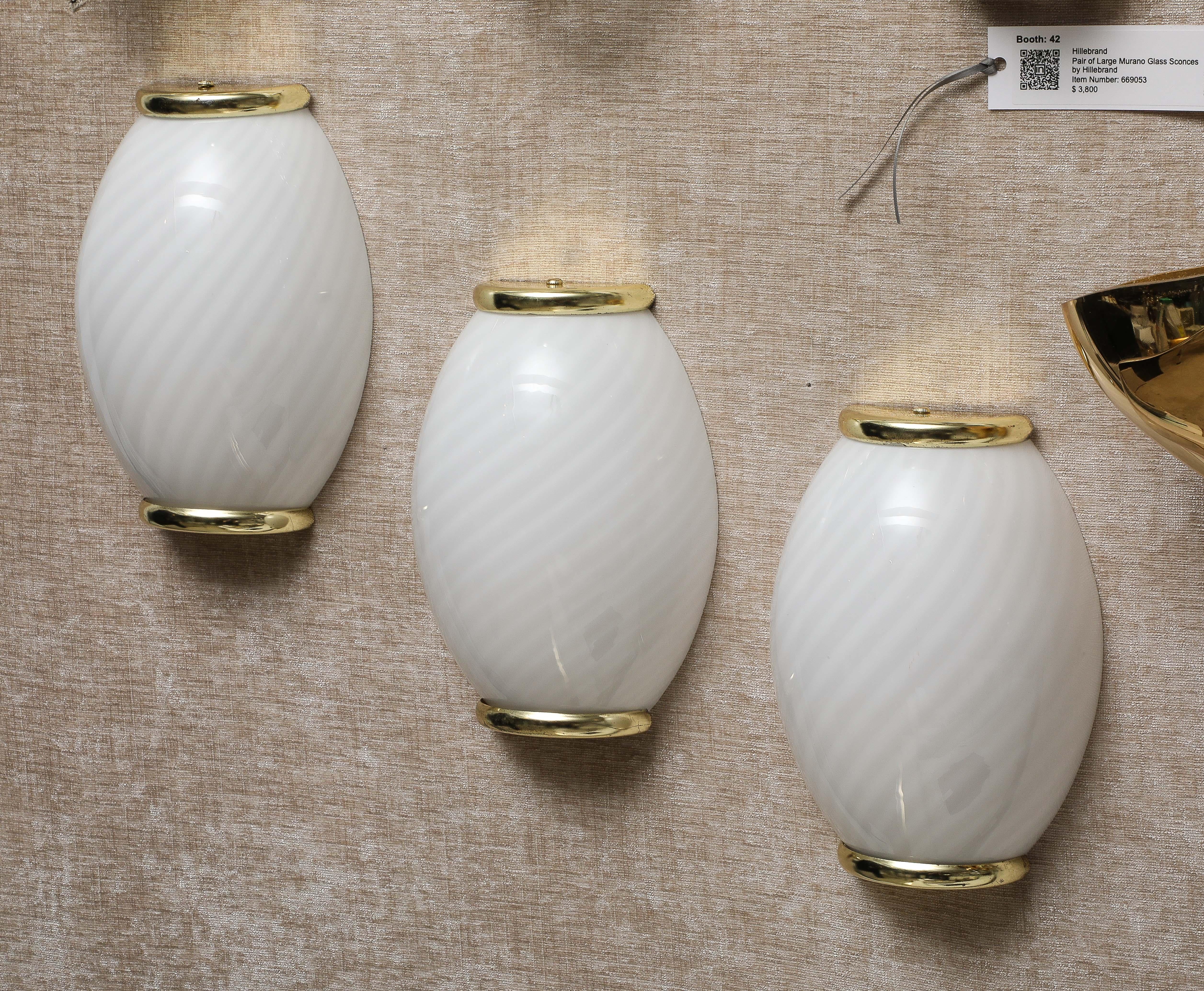 Mid-Century Modern 1980's Murano Glass and Brass Sconces by Fabbian. For Sale