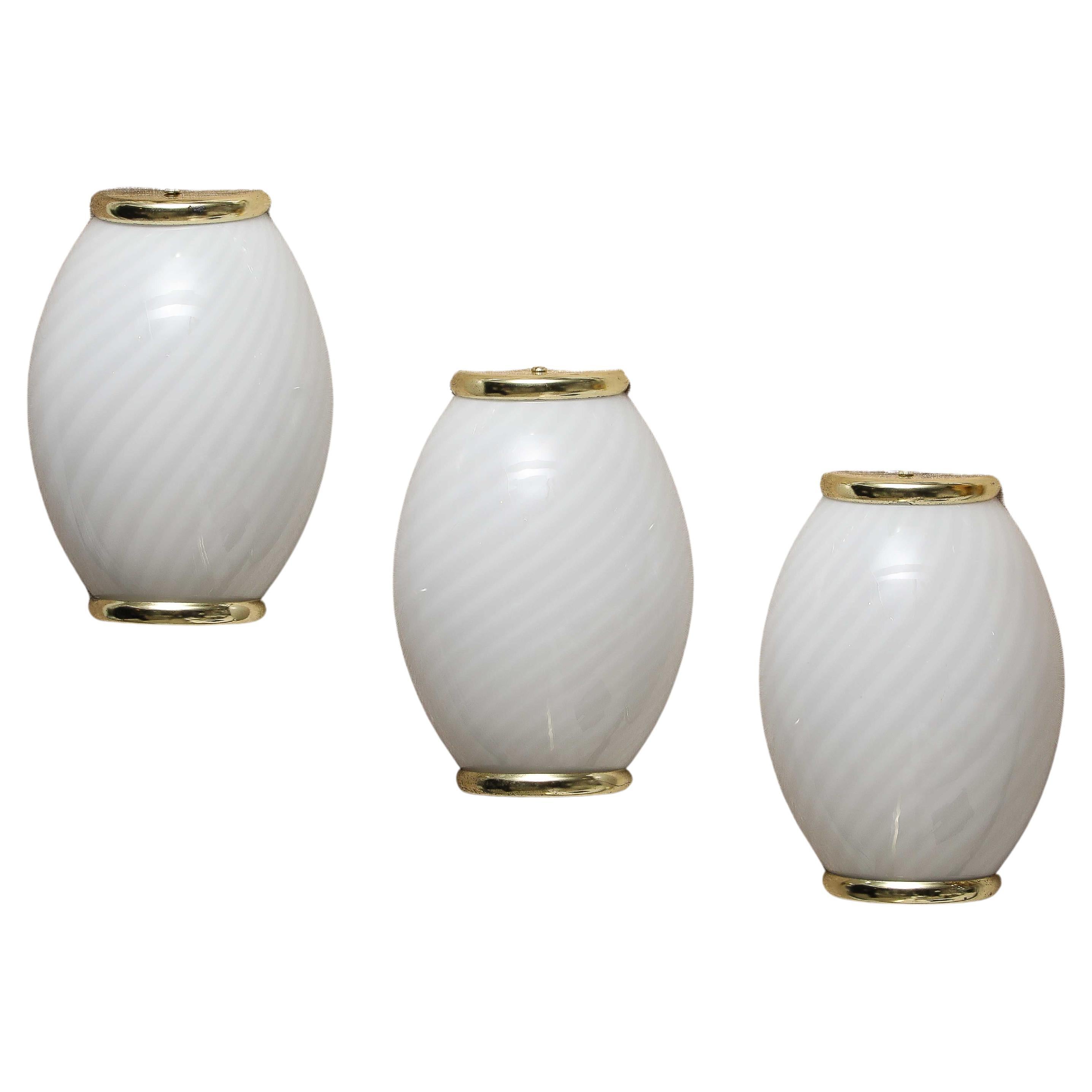 Appliques en verre de Murano et laiton des années 1980 par Fabbian