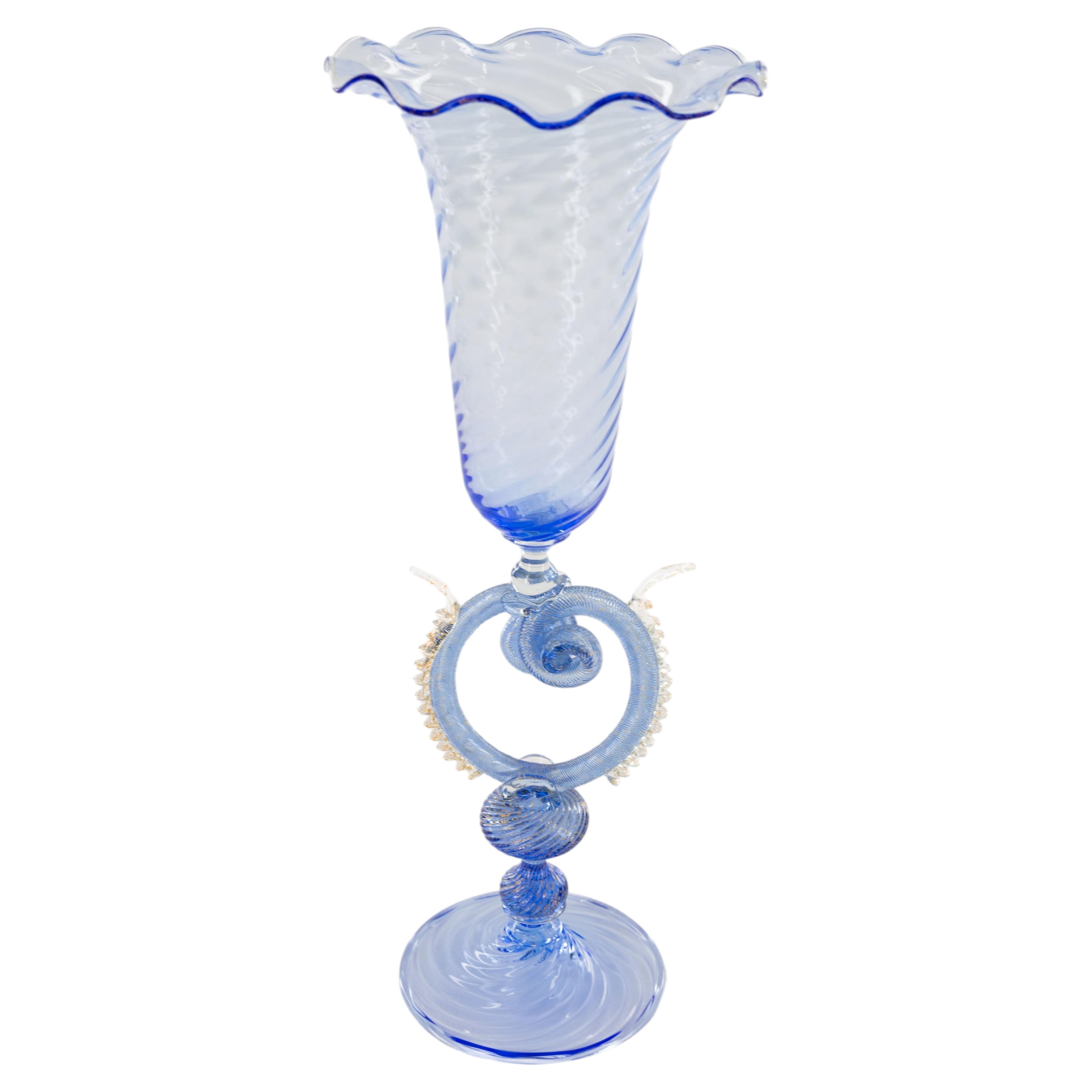 1980er Murano Glas Zeremonienpokal mit Aventurin-Drachenstiel, Italien