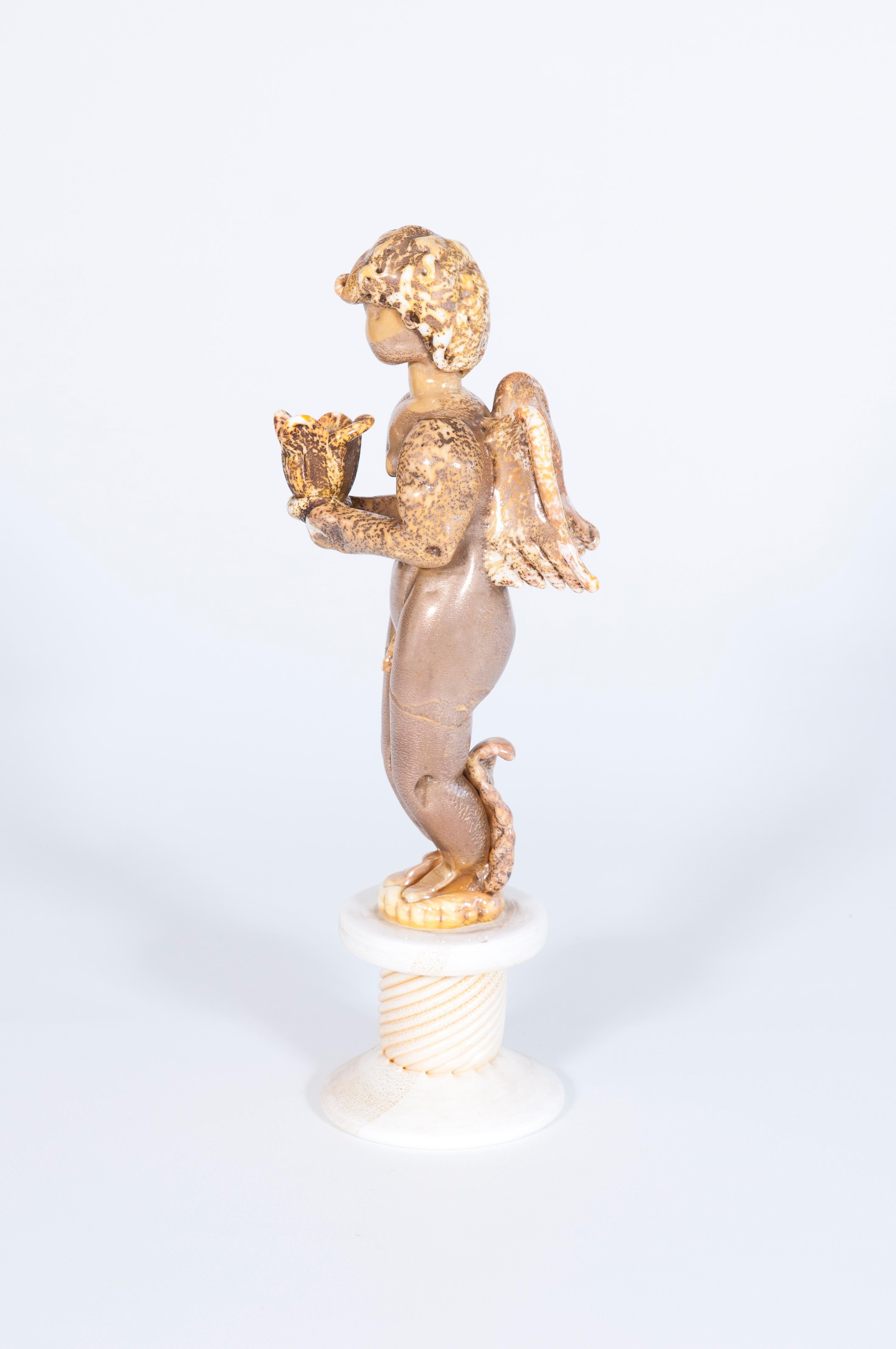 Candelabro Querubín de cristal de Murano de los años 80 de Giovanni Dalla Fina Italiano en venta