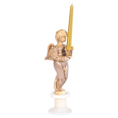 1980s Murano Glass Cherub Candlestick by Giovanni Dalla Fina