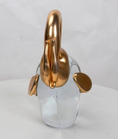 1980s Murano Glass Elephant with Metal Decoration
