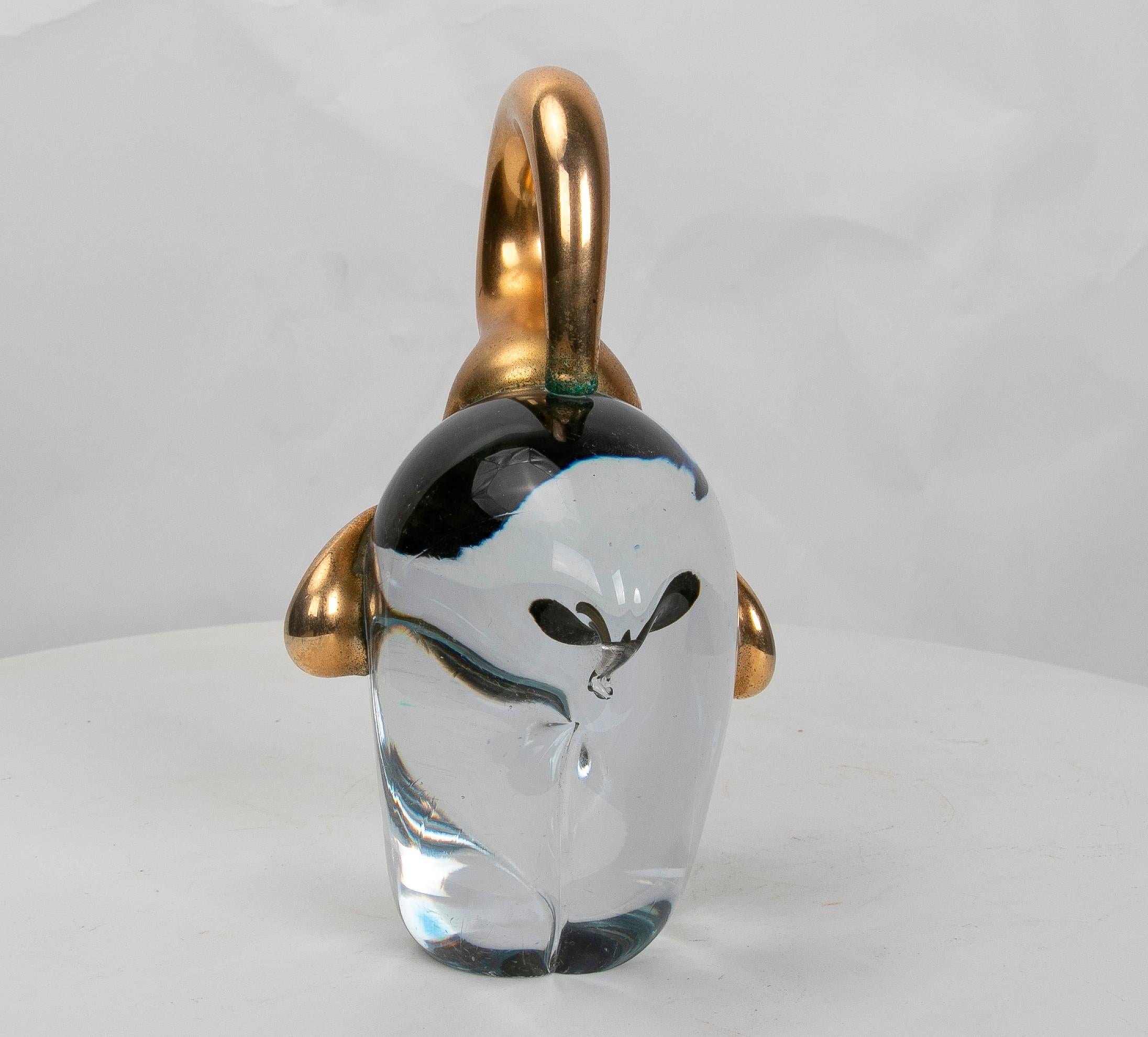 20ième siècle Éléphant en verre de Murano des années 1980 avec décoration en métal en vente