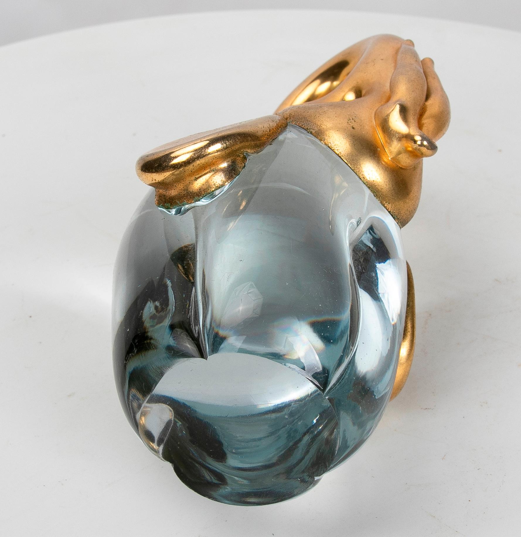 1980s Murano Glass Elephant with Metal Decoration For Sale 1