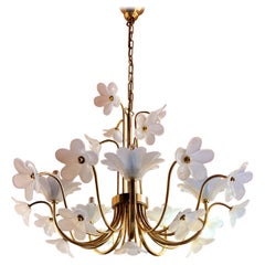 1980s Murano glass flower chandelier