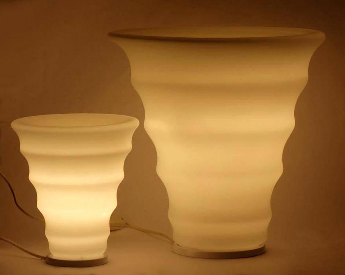 1980s Murano Glass Italian Design Set of Three Table Lamps In Excellent Condition For Sale In Brescia, IT