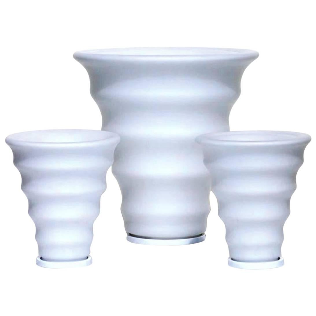 1980er Murano Glas Italienisches Design Satz von drei Tischlampen