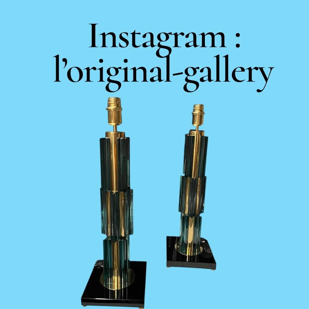 1980's Murano glass lamps attributed to Gino Cenedese Latón en venta