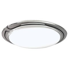1980s Murano glass one-light ceiling lamp with clear and black glass edge.