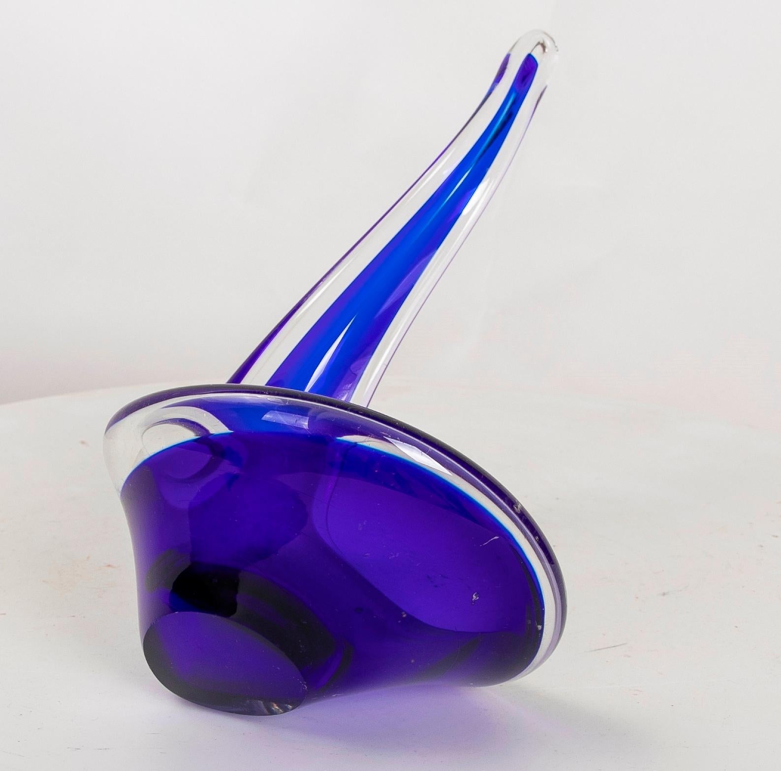 1980er Murano-Glasskulptur für Tisch in Blautönen im Angebot 5