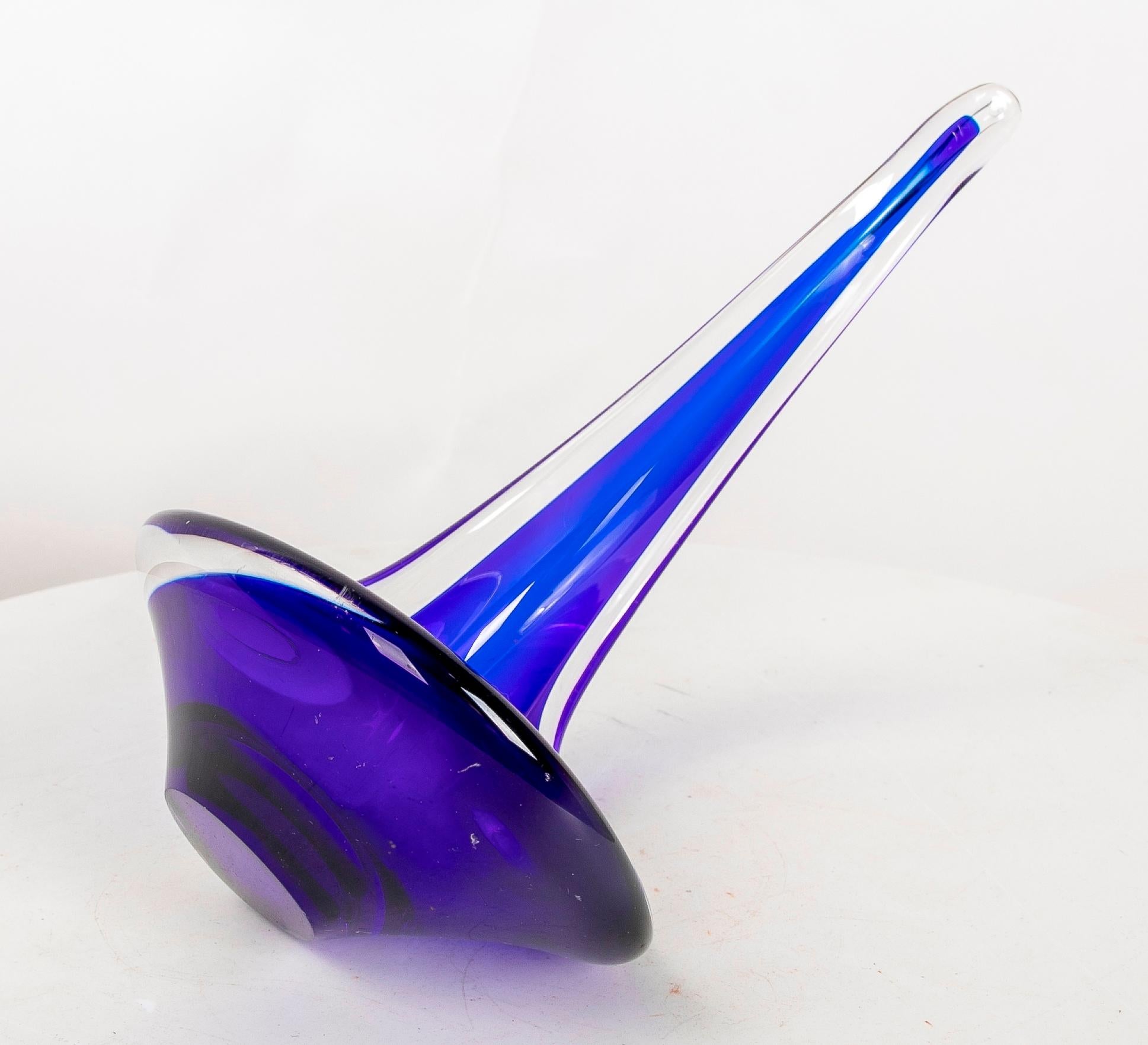 1980er Murano-Glasskulptur für Tisch in Blautönen im Angebot 7