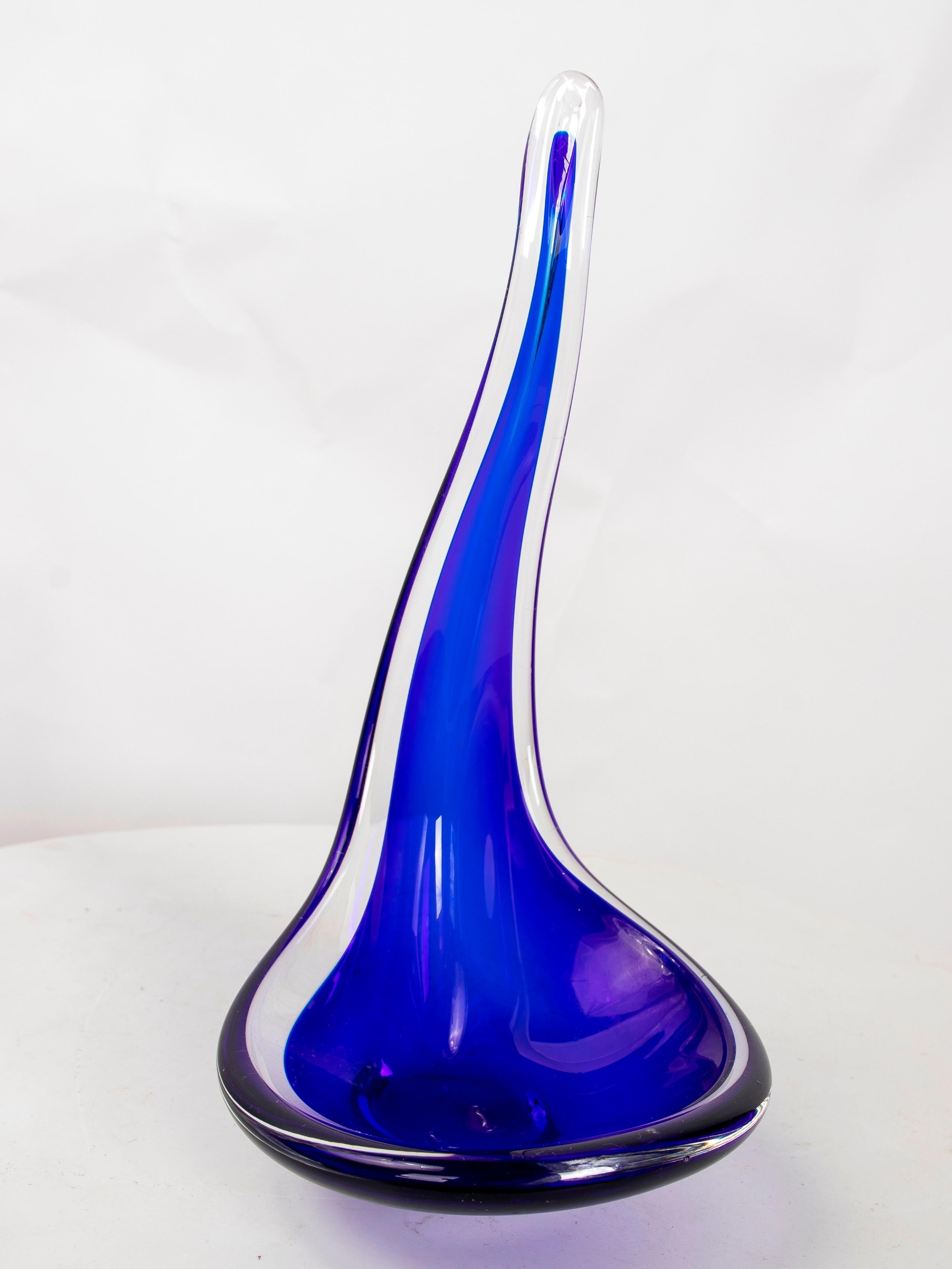 1980er Murano-Glasskulptur für Tisch in Blautönen im Angebot 9