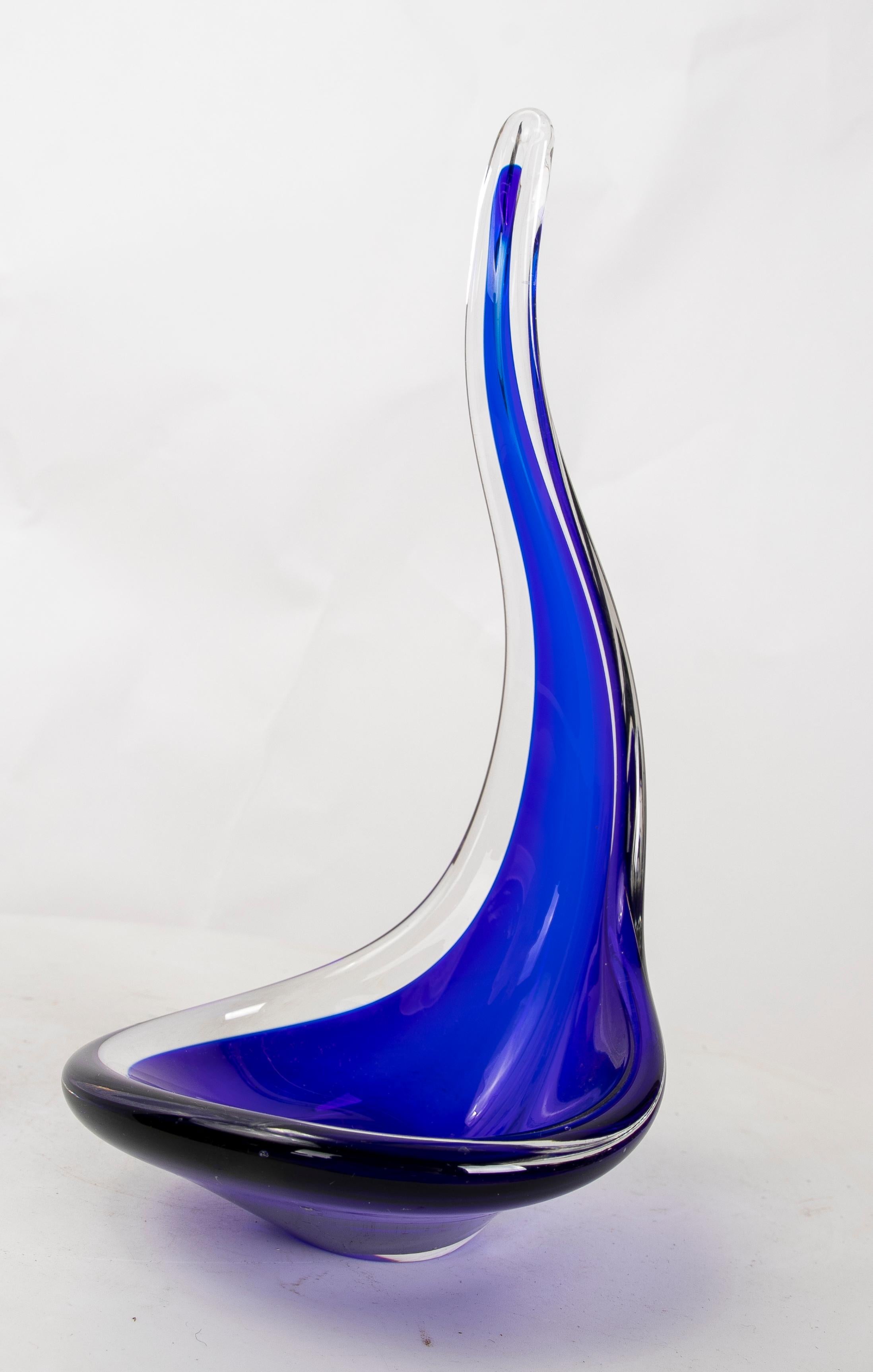 1980s Murano Glass Sculpture for Table in Shades of Blue For Sale 11