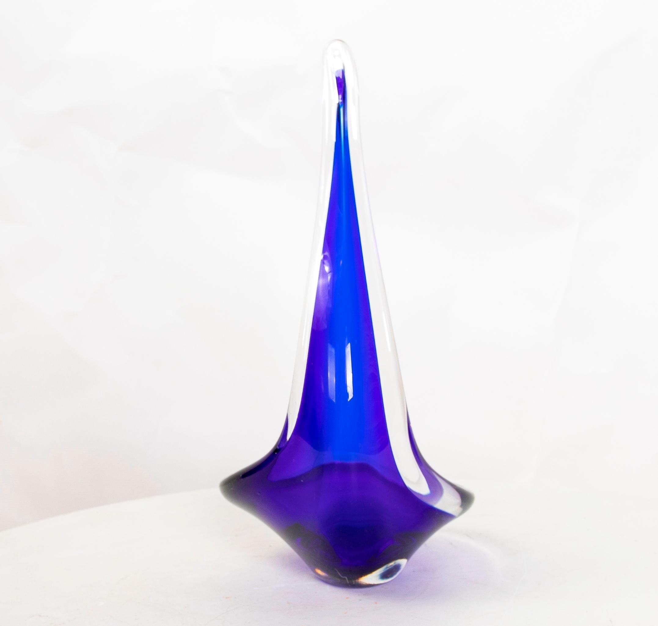 1980s Murano Glass Sculpture for Table in Shades of Blue For Sale 1