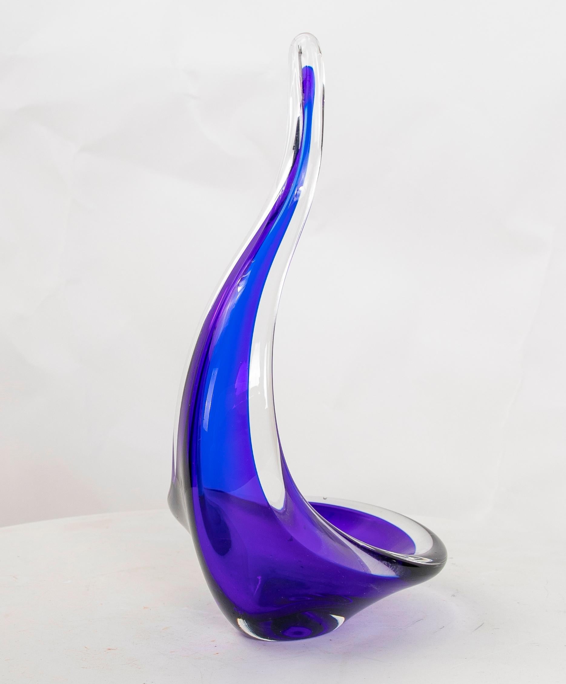 Escultura de cristal de Murano de los años 80 para mesa en tonos azules en venta 1