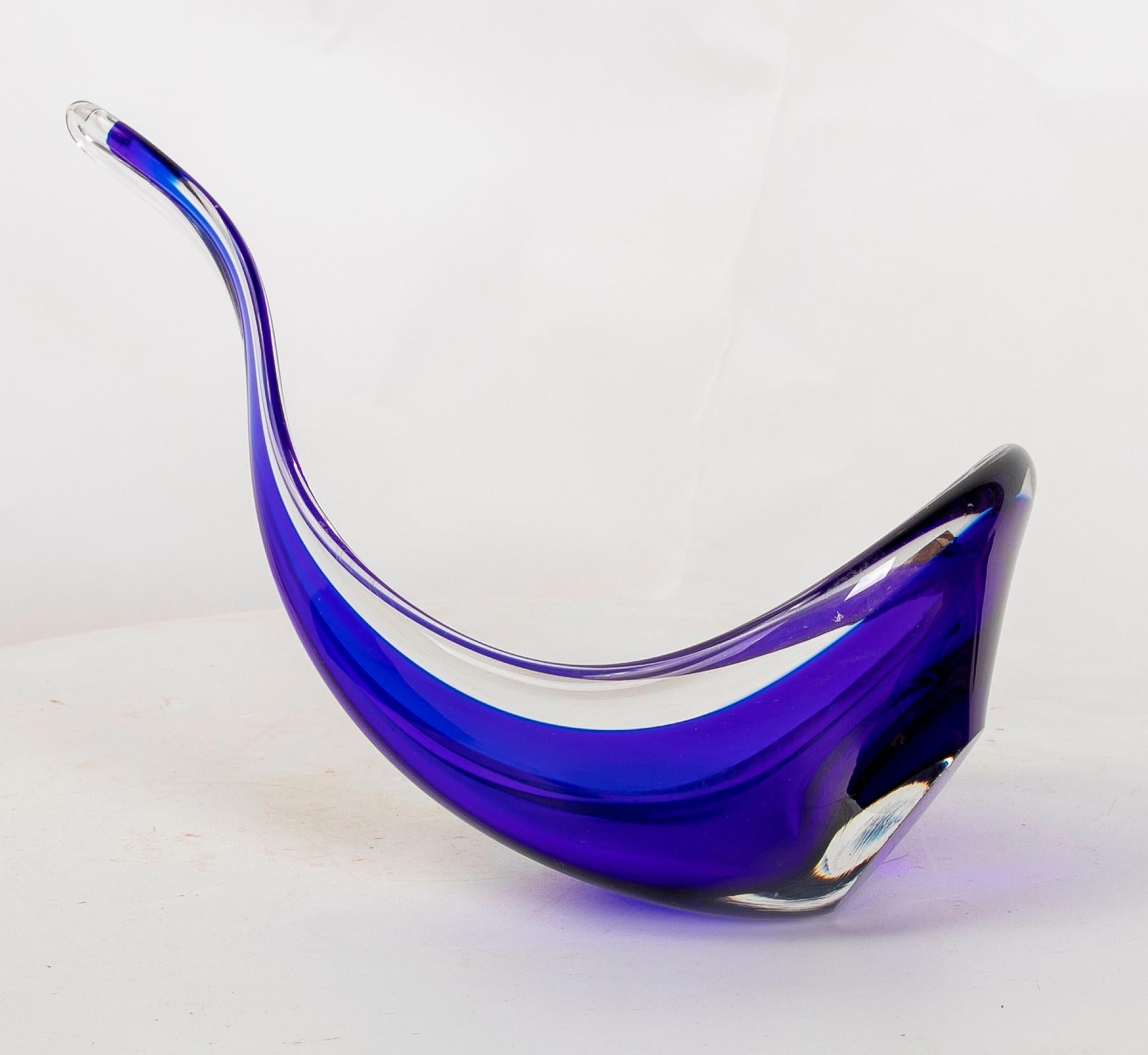 1980er Murano-Glasskulptur für Tisch in Blautönen im Angebot 4