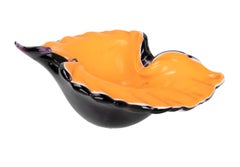 1980s Murano Glass Shell in Purple and Yellow