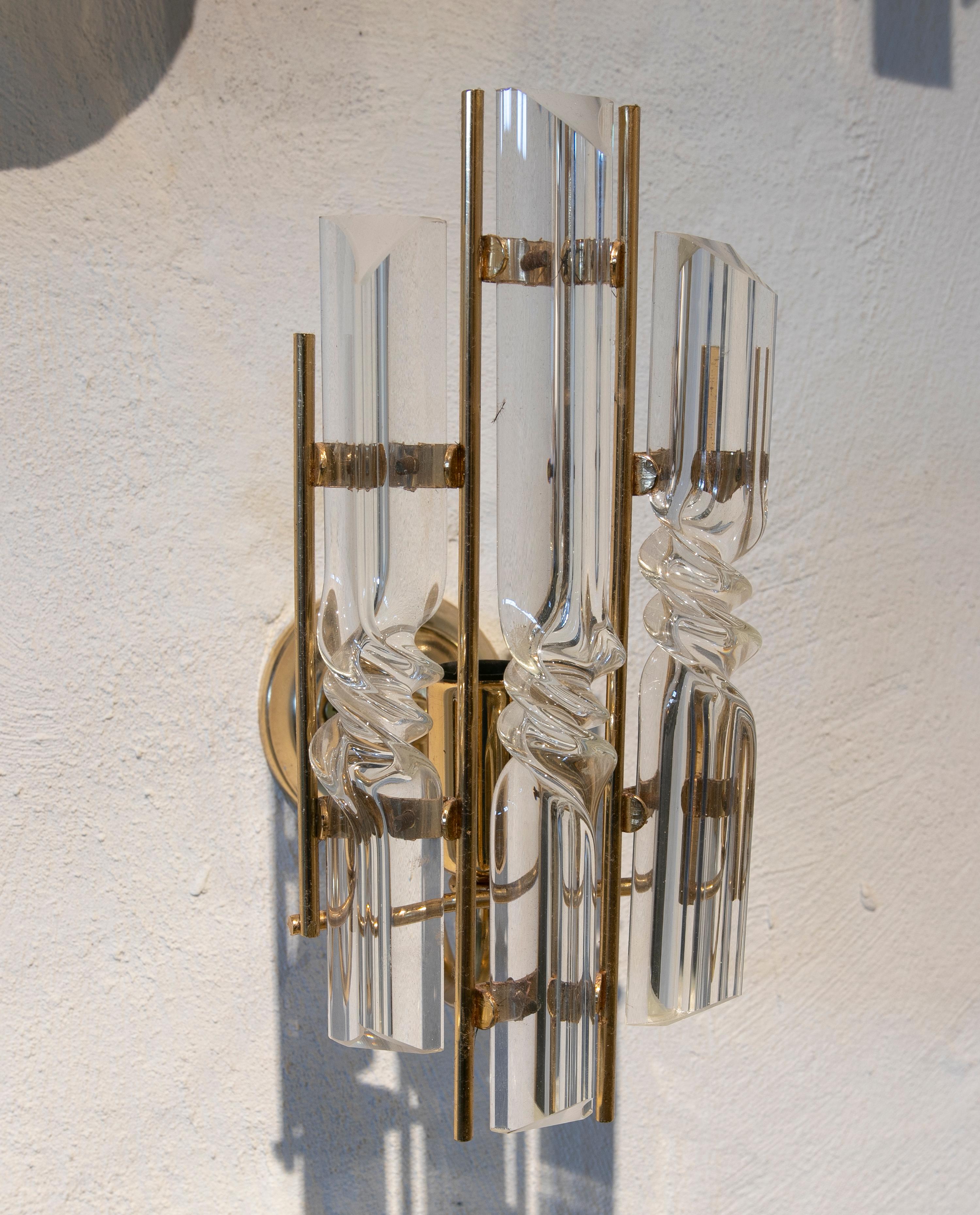 1980s Murano glass wall sconce with Gilted metal stand.