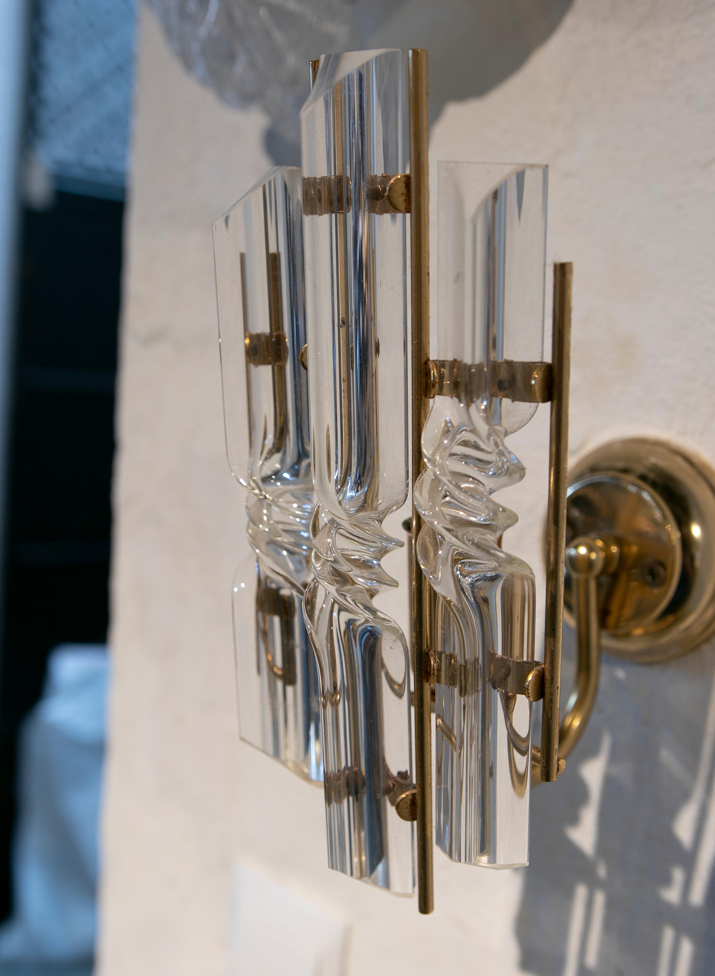 1980s Murano Glass Wall Sconce with Gilted Metal Stand For Sale 1