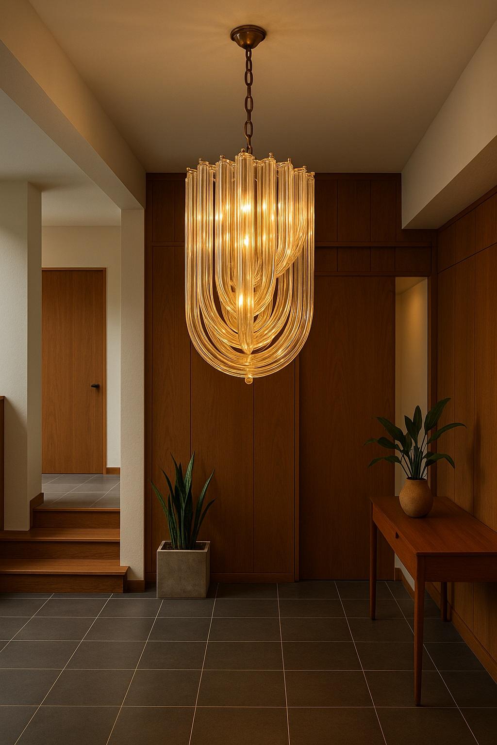 Lampadario in vetro soffiato a mano di Murano anni '80 di Venini - Grande lampadario italiano di metà secolo in vendita 5
