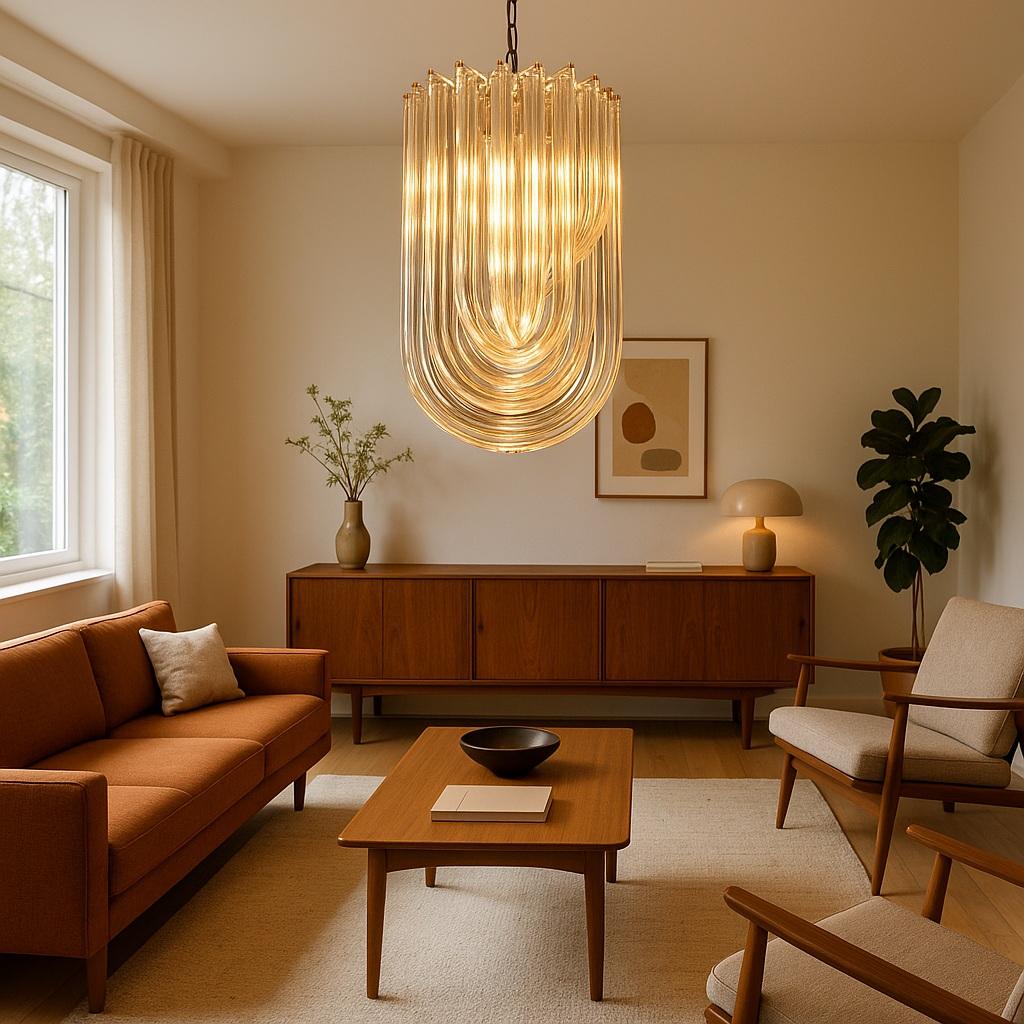Un sorprendente lampadario in vetro soffiato a mano di Murano degli anni '80 attribuito a Venini, che mette in mostra la raffinata maestria artigianale e l'eleganza scultorea che hanno reso l'illuminazione italiana di quell'epoca così