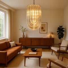 Vintage Murano Glass Tube Chandelier Venini – Large Italian Mid-Century