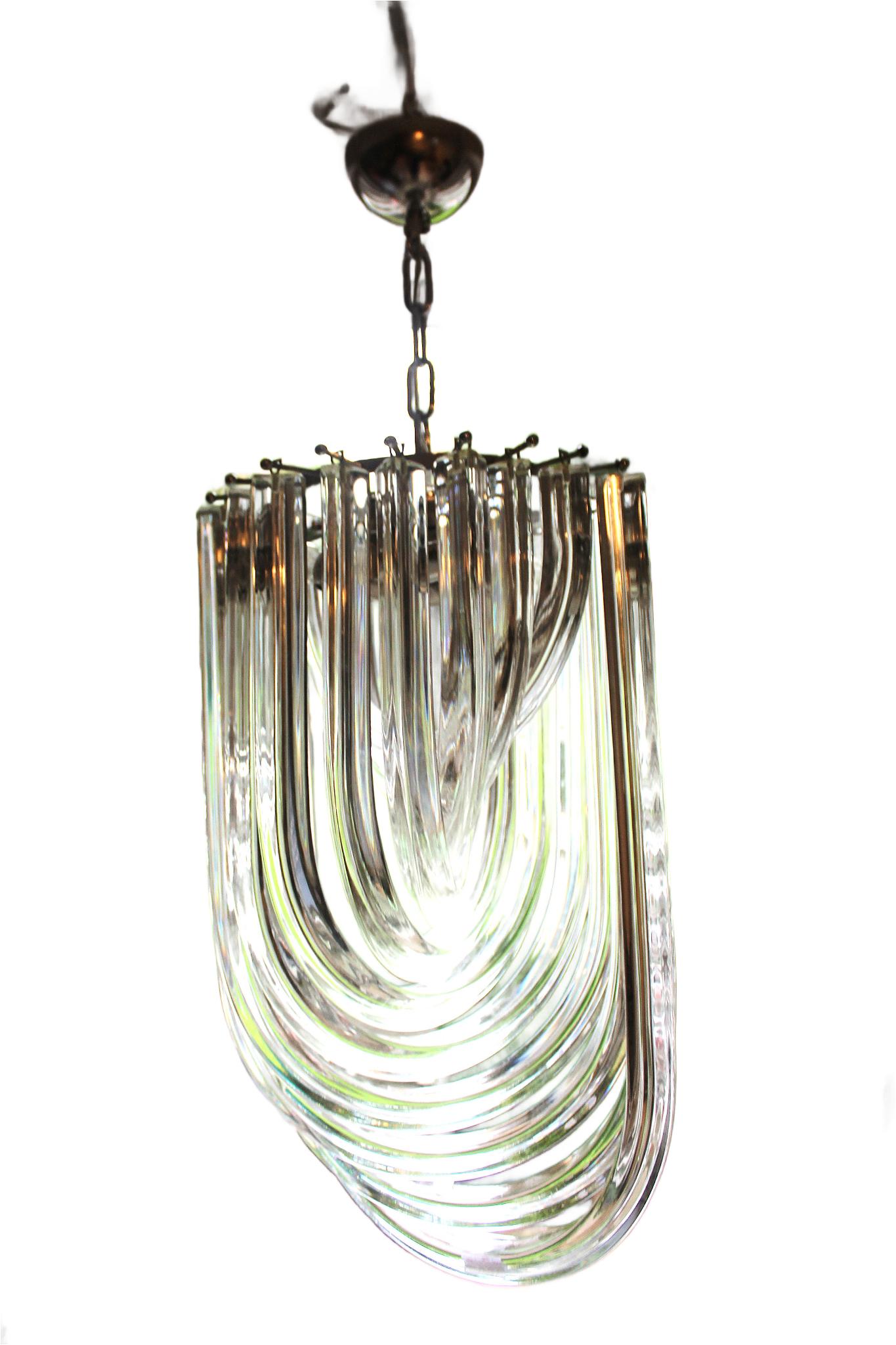 Italiano Lampadario in vetro soffiato a mano di Murano anni '80 di Venini - Grande lampadario italiano di metà secolo in vendita
