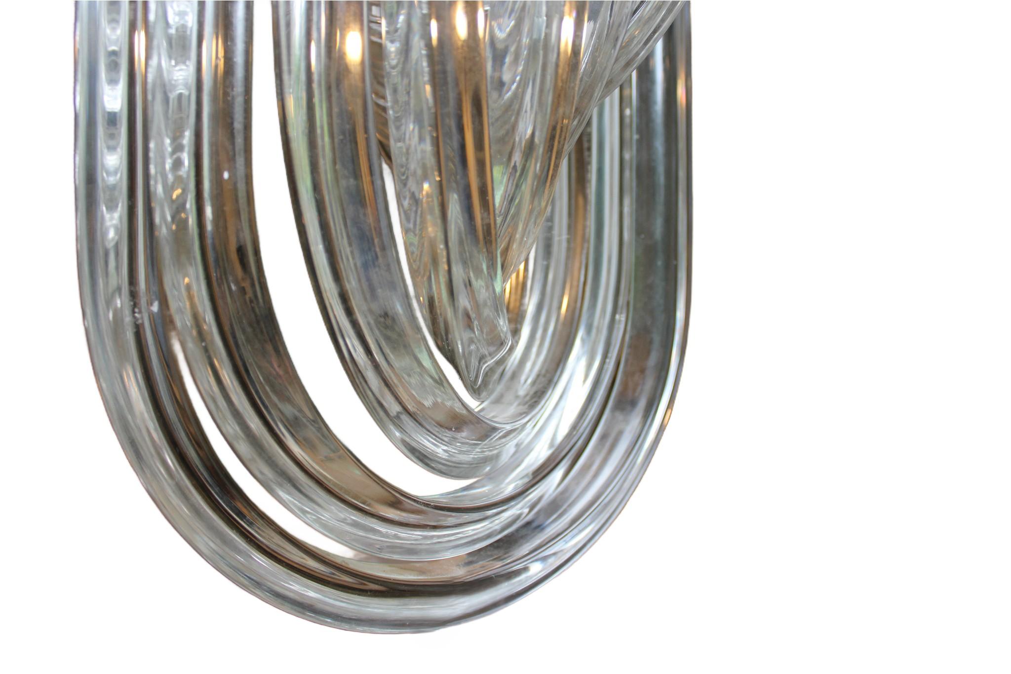 Lampadario in vetro soffiato a mano di Murano anni '80 di Venini - Grande lampadario italiano di metà secolo In condizioni buone in vendita a Seaford, GB