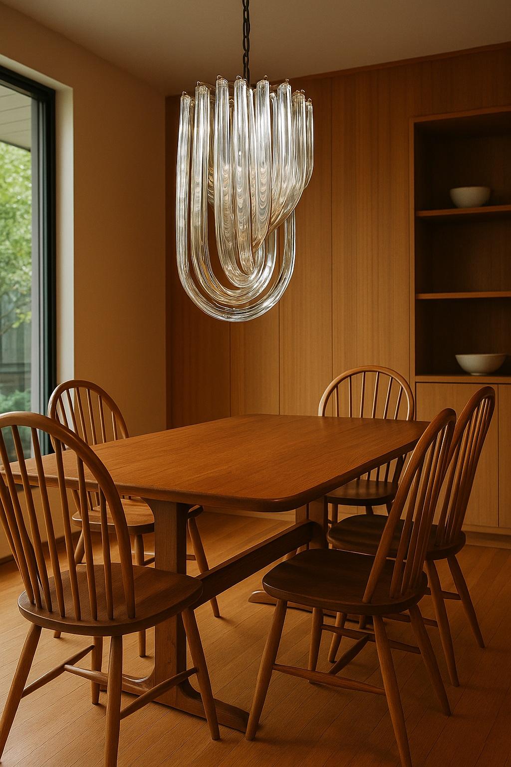 Lampadario in vetro soffiato a mano di Murano anni '80 di Venini - Grande lampadario italiano di metà secolo in vendita 1