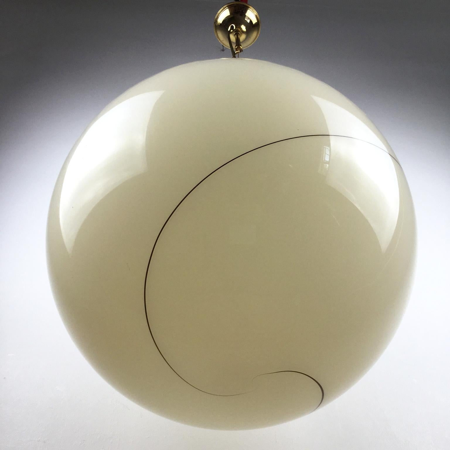 Mid-Century Modern 1980s Murano Italian Glass Globe Pendant Lamp Attributed to Seguso Vetri d'Arte