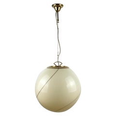 1980s Murano Italian Glass Globe Pendant Lamp Attributed to Seguso Vetri d'Arte