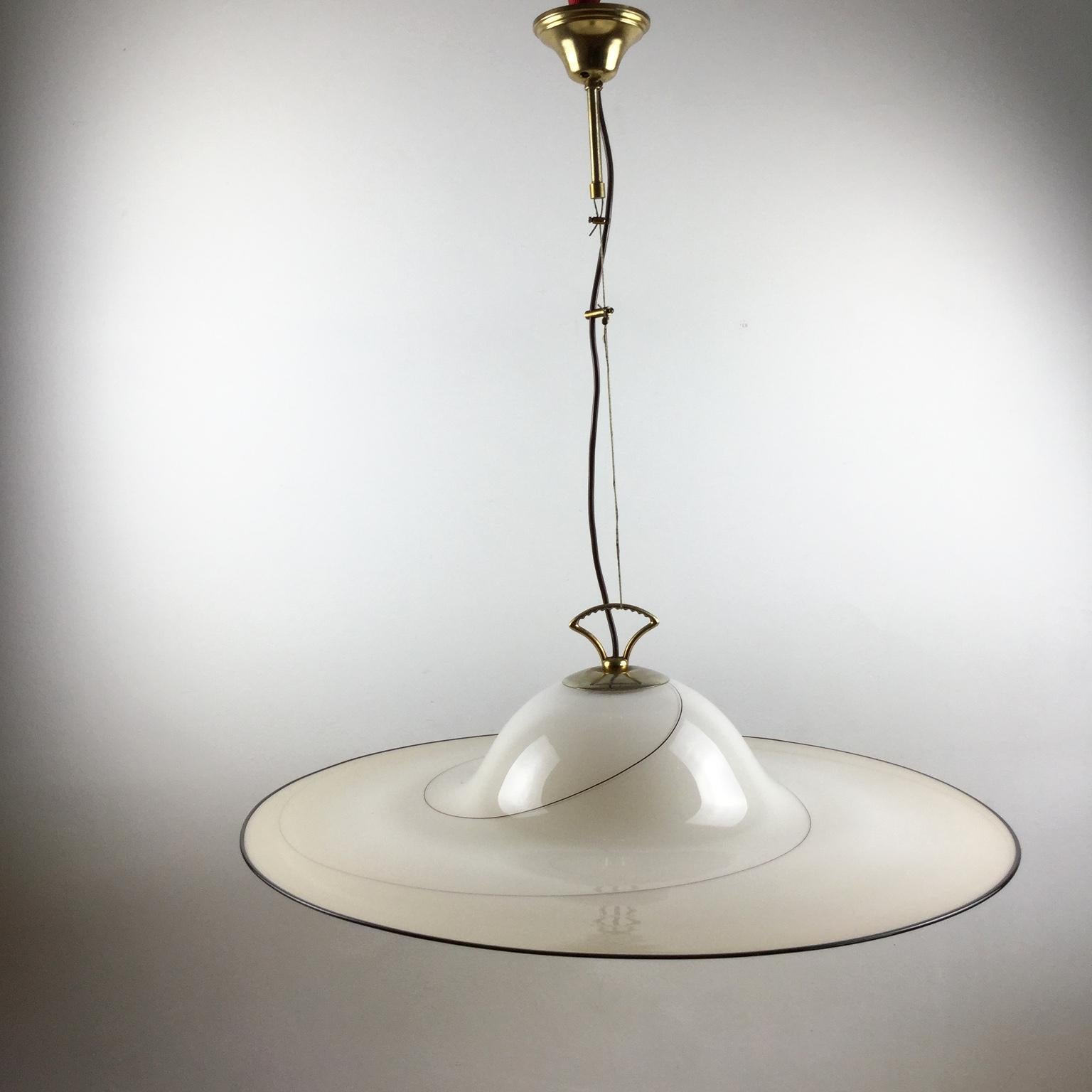 1980s Murano Italian Glass Pendant Lamp Attributed to Seguso Vetri d'Arte For Sale 2