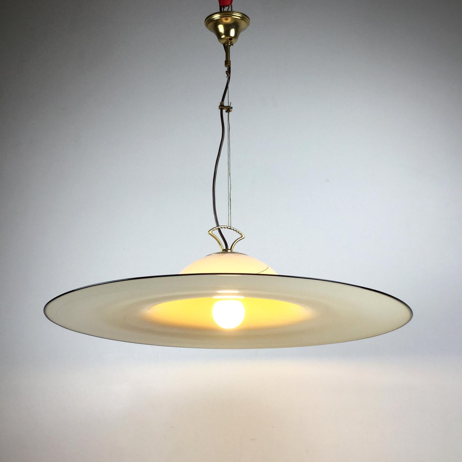 1980s Murano Italian Glass Pendant Lamp Attributed to Seguso Vetri d'Arte For Sale 3