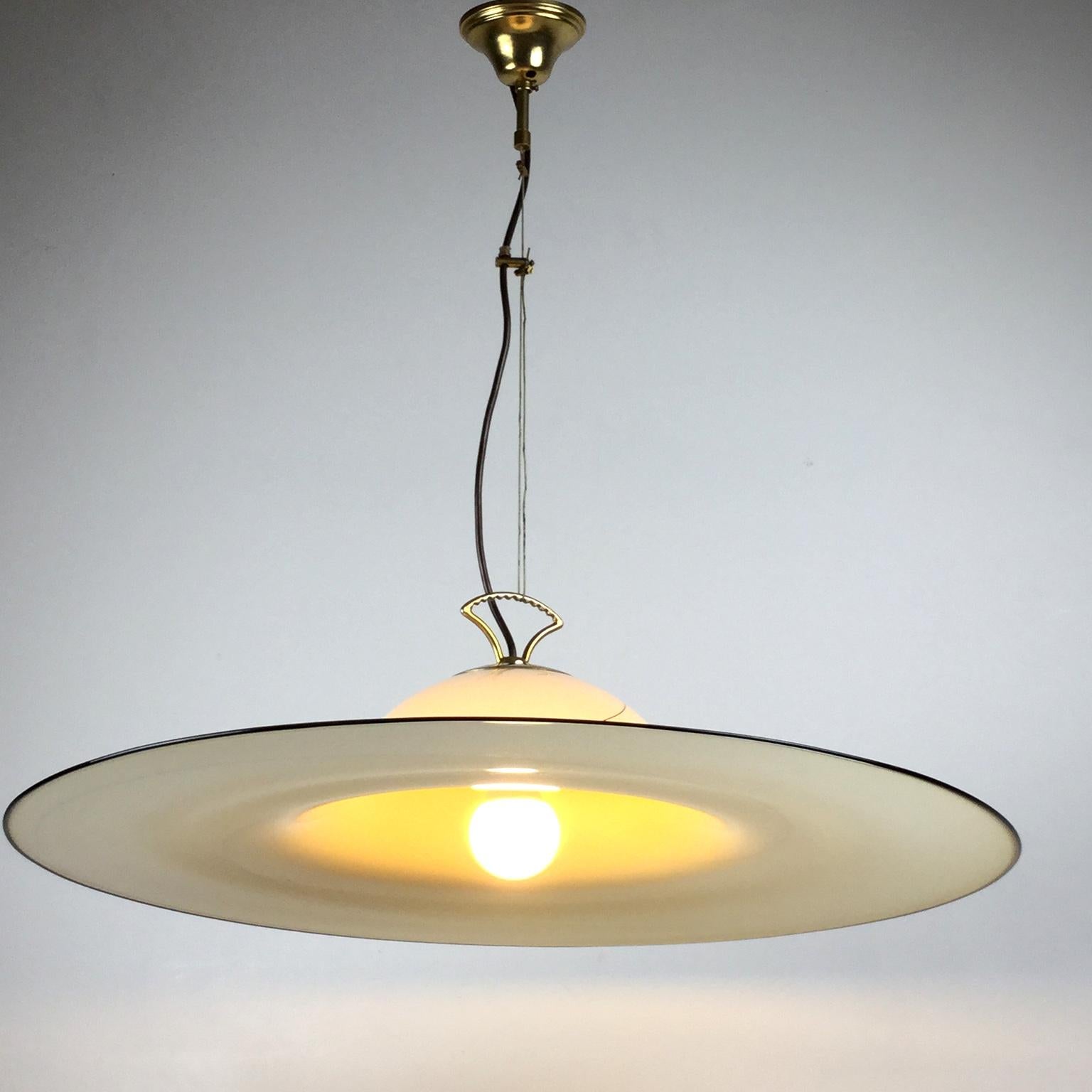 Mid-Century Modern 1980s Murano Italian Glass Pendant Lamp Attributed to Seguso Vetri d'Arte For Sale