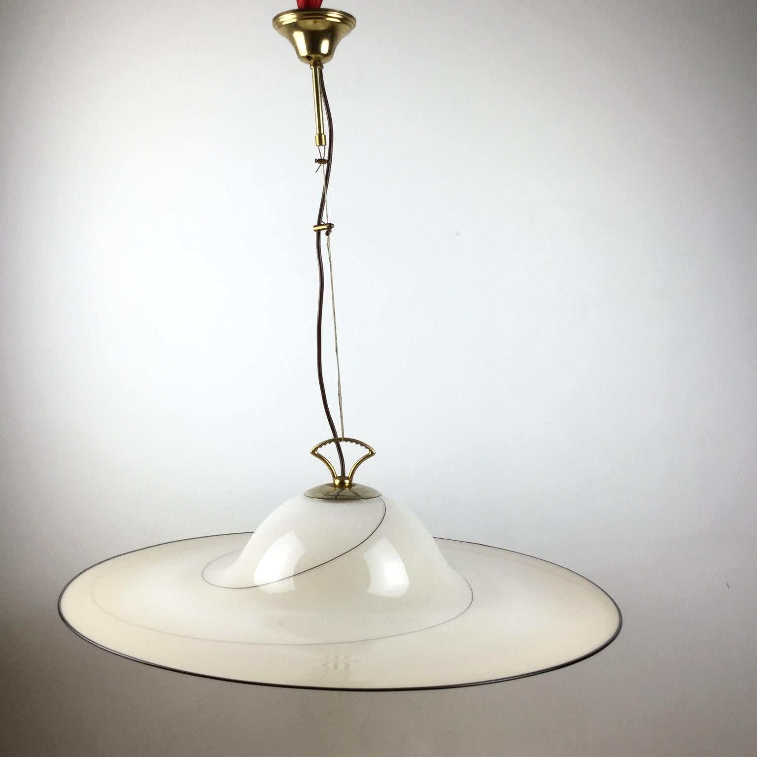 1980s Murano Italian Glass Pendant Lamp Attributed to Seguso Vetri d'Arte In Good Condition For Sale In London, GB