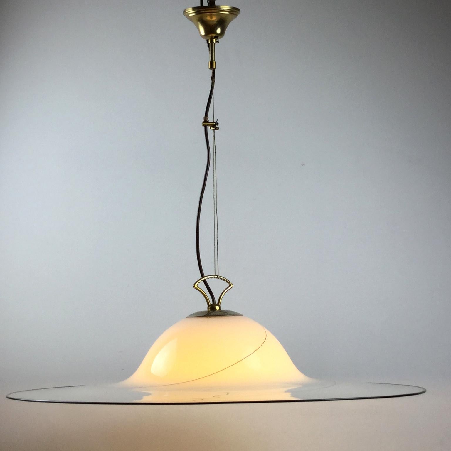 1980s Murano Italian Glass Pendant Lamp Attributed to Seguso Vetri d'Arte For Sale 1