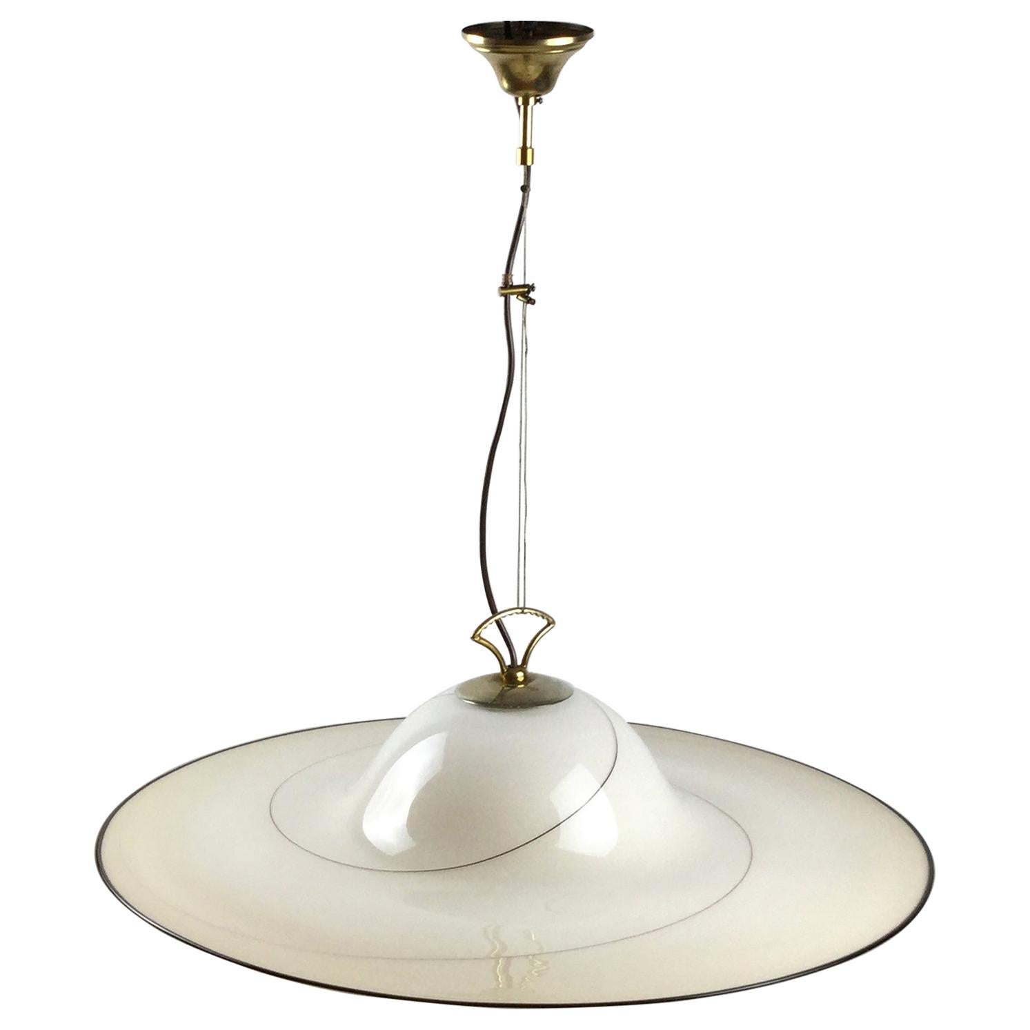 1980s Murano Italian Glass Pendant Lamp Attributed to Seguso Vetri d'Arte For Sale