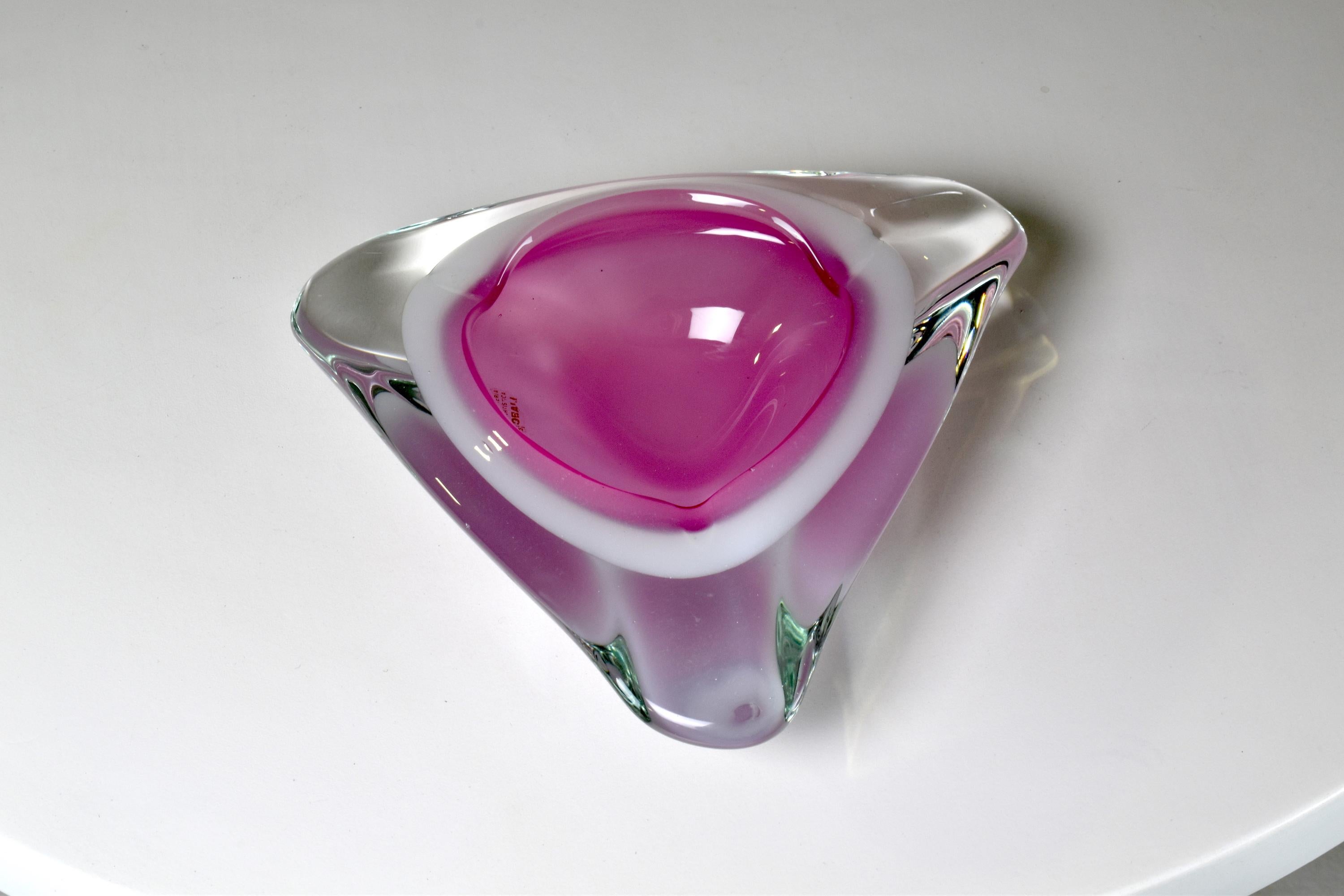 20th Century 1980s Murano Sommerso Ashtray by Oball For Sale